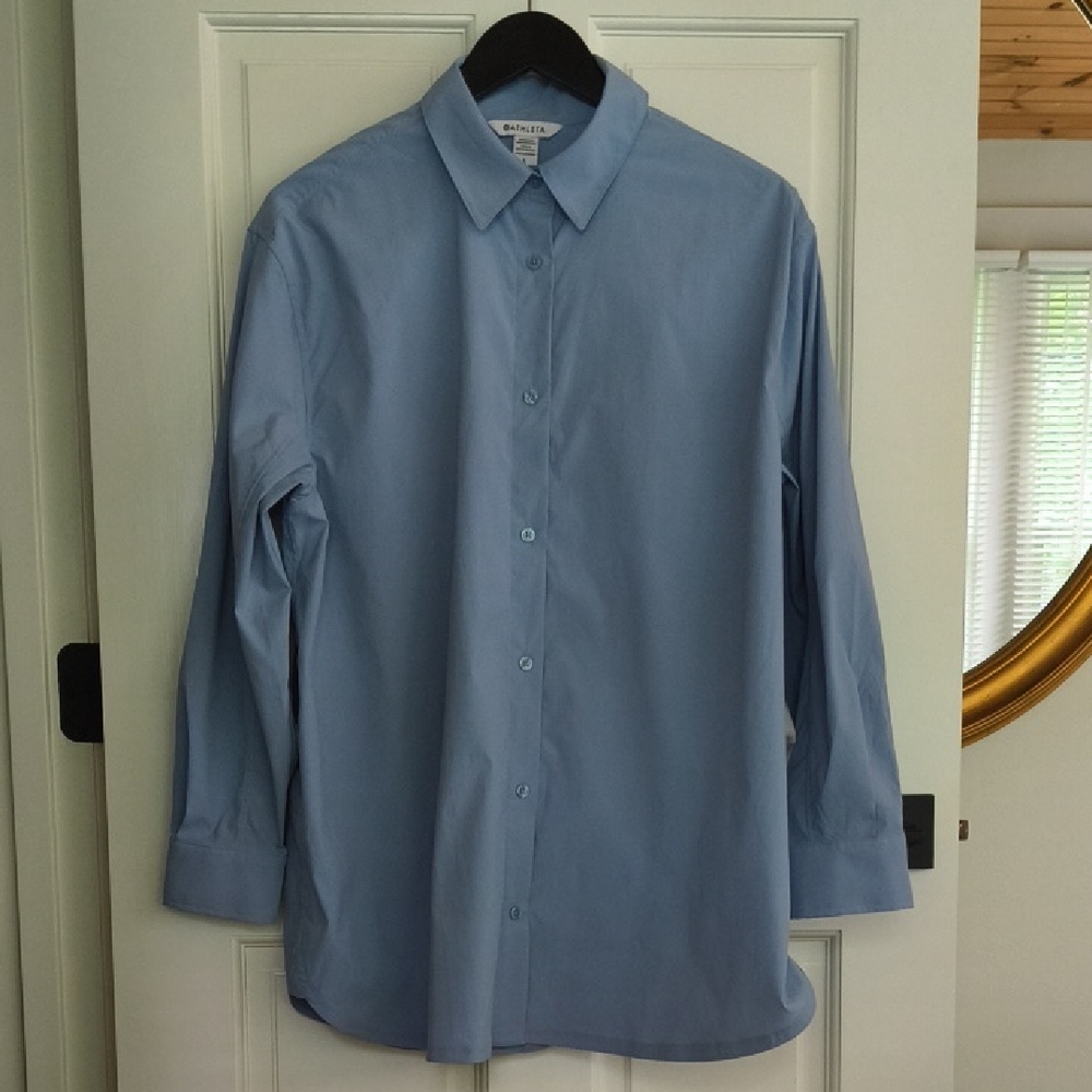 Athleta Blue Women's Oversized Button Up Shirt, Size Large